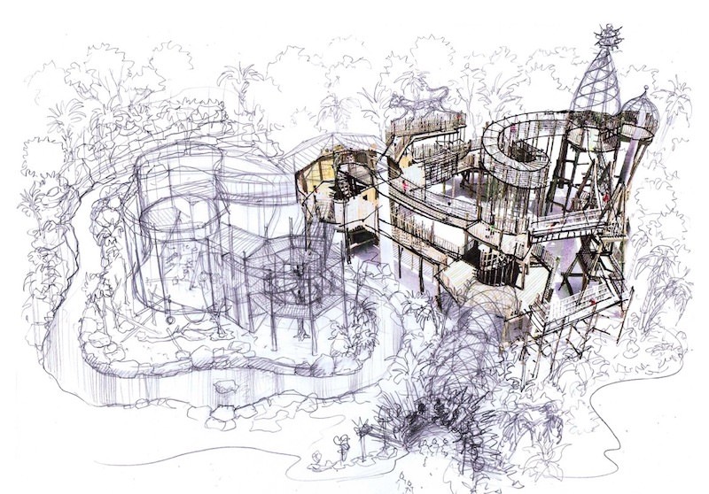 Initial rough sketch for the adventure play at Cotswold Wildlife Park