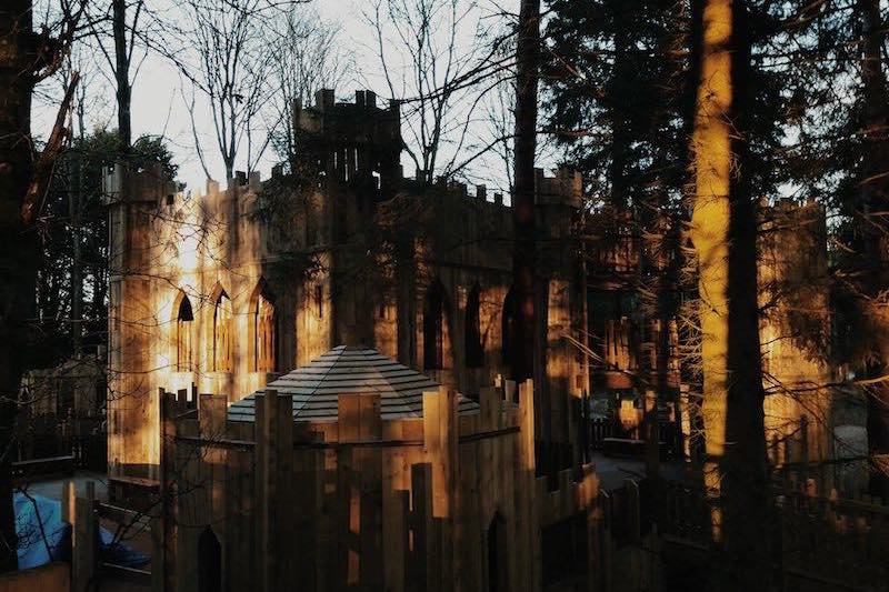 Looking across fron the old to the new at Lowther Castle