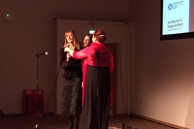 Caroline Smith collects the Making Spaces 2016 Award for the work on the play at Culzean Castle