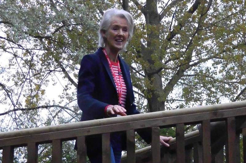 Joanna Trollope walking along the new adventure Play at the Mulberry Bush School 800x533