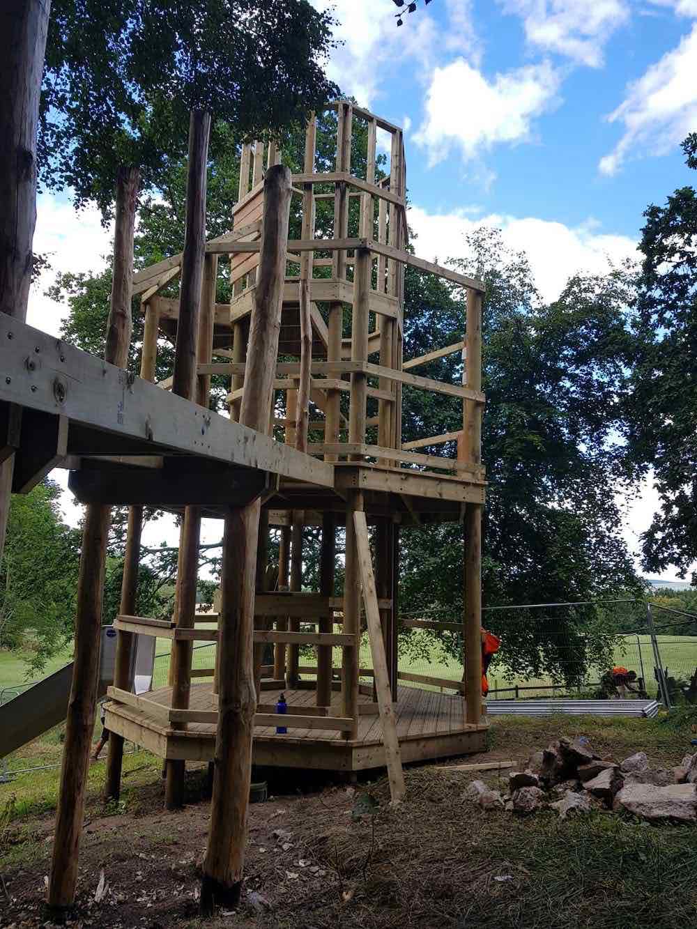 The framework for the Green Lady's Tower is complete