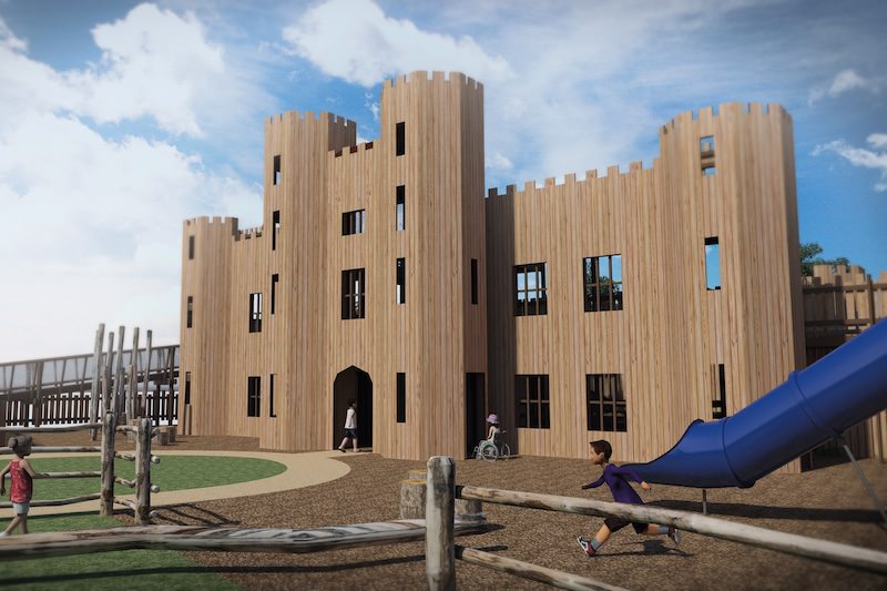 Leeds Castle Adventure Play Front view with Castle facade