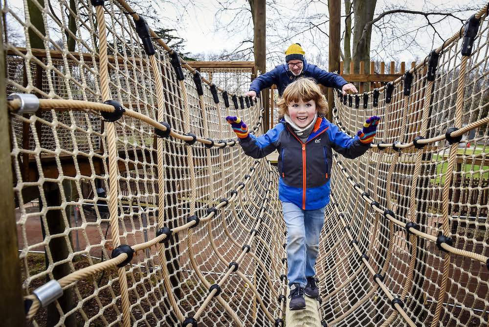 Clamber across the nets at the new The Sky Maze at Fort Douglas Dalkeith Country Park by CAP.Co